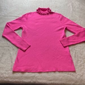 Tanya Taylor Pink Turtleneck 100% Wool Rib Knit Sweater Size Medium